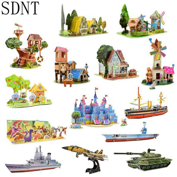 Cartoon Cardboard Jigsaw Puzzle 3D Paper Model Building Kits diy House 3D Puzzle Toys for Kids Games Educational Toys Gifts Y240812