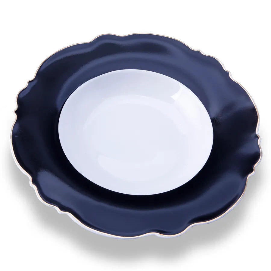 Karaca Romantic Porcelain Pasta Bowl, 23cm, Black Multi