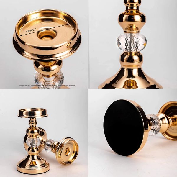 PEANDIM European Golden Crystal Candle Holders Church Decorative Candlestick Romantic Wedding Party Candelabros Decoration