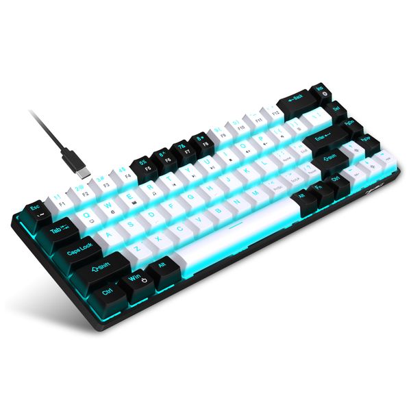 V800 Gaming Mechanical Keyboard 68 Keys Ergonomics RGB Backlit LED Hot Swappable Blue Switch Gaming Keyboard for PC Laptop Office