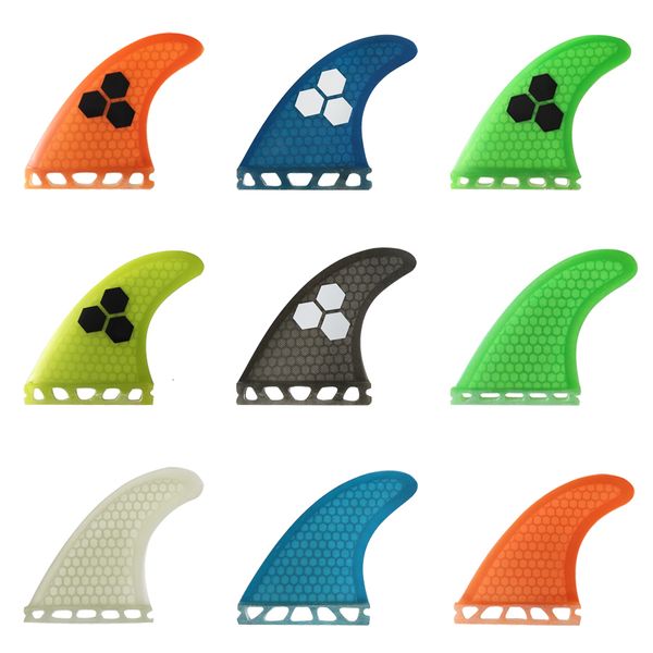 Kayak Accessories Tri fin set Single Tabs Fins S M L surf fins surfboard orange yellow blue grey green with black Honeycomb Fibreglass 23072