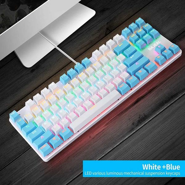 BAJEAL K100 87 Keys Wired Gaming Mechanical Keyboard Mixed Light Mechanical Keyboard with Blue Switch Suspension Button For PCLX241031
