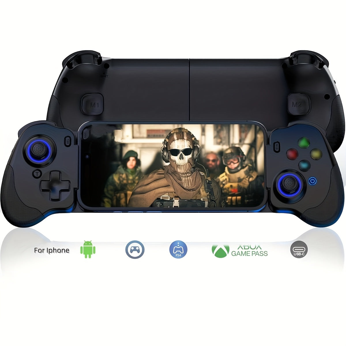 TEMU Type-c Port Cellphone Gamepad Game Controller With Hall Effect Joystick For Iphone 15 And Mobile Gaming, Christmas, Festival, New Year's Gift,