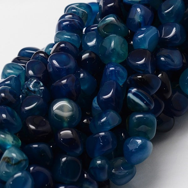 Dyed Natural Striped Agate-Banded Agate Chip Beads Strands
