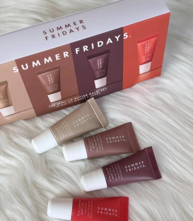 Summer Fridays Mini Deep Moisturizing Lip Glaze Set 4pcs Lip gloss Makeup Gift Box Moisturize Smooth Oil Jelly Lipsticks Beige Vanilla Brown Sugar