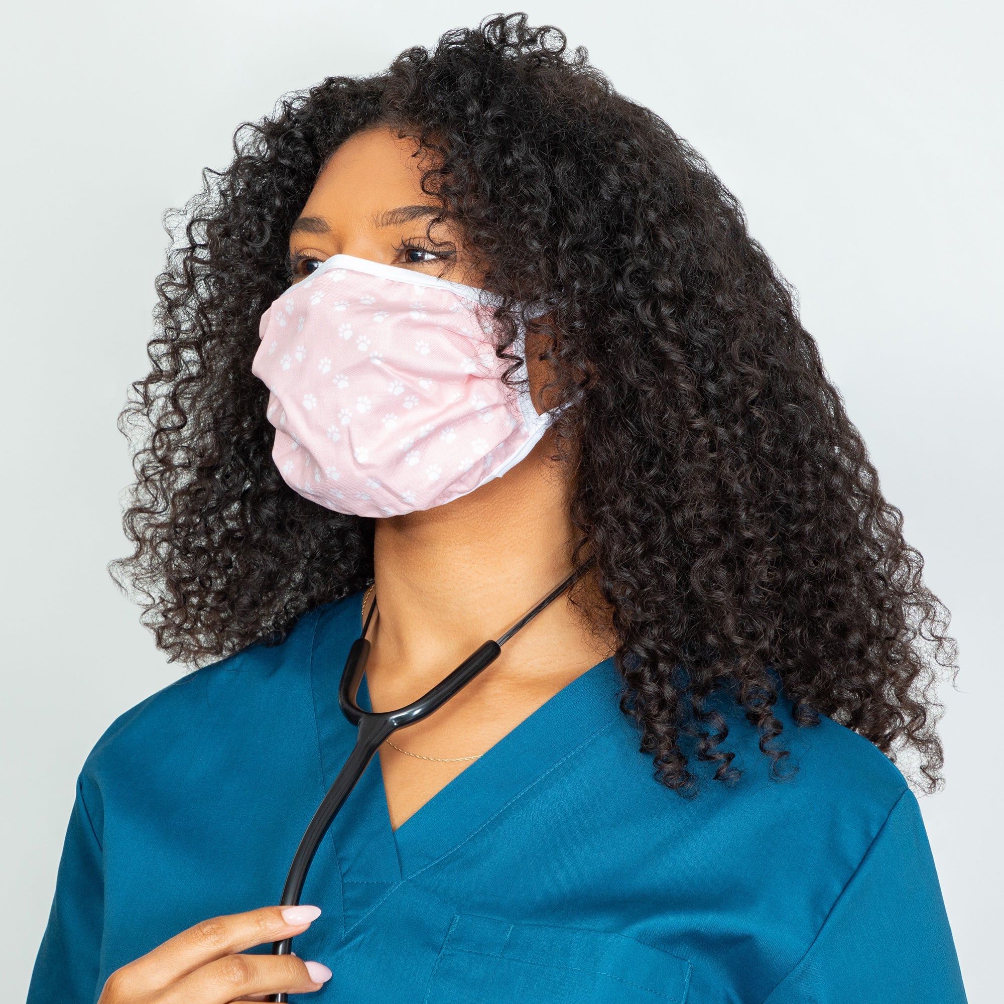 Pet Lovers Cloth Face Mask - Made in USA - Paw Prints on Pink