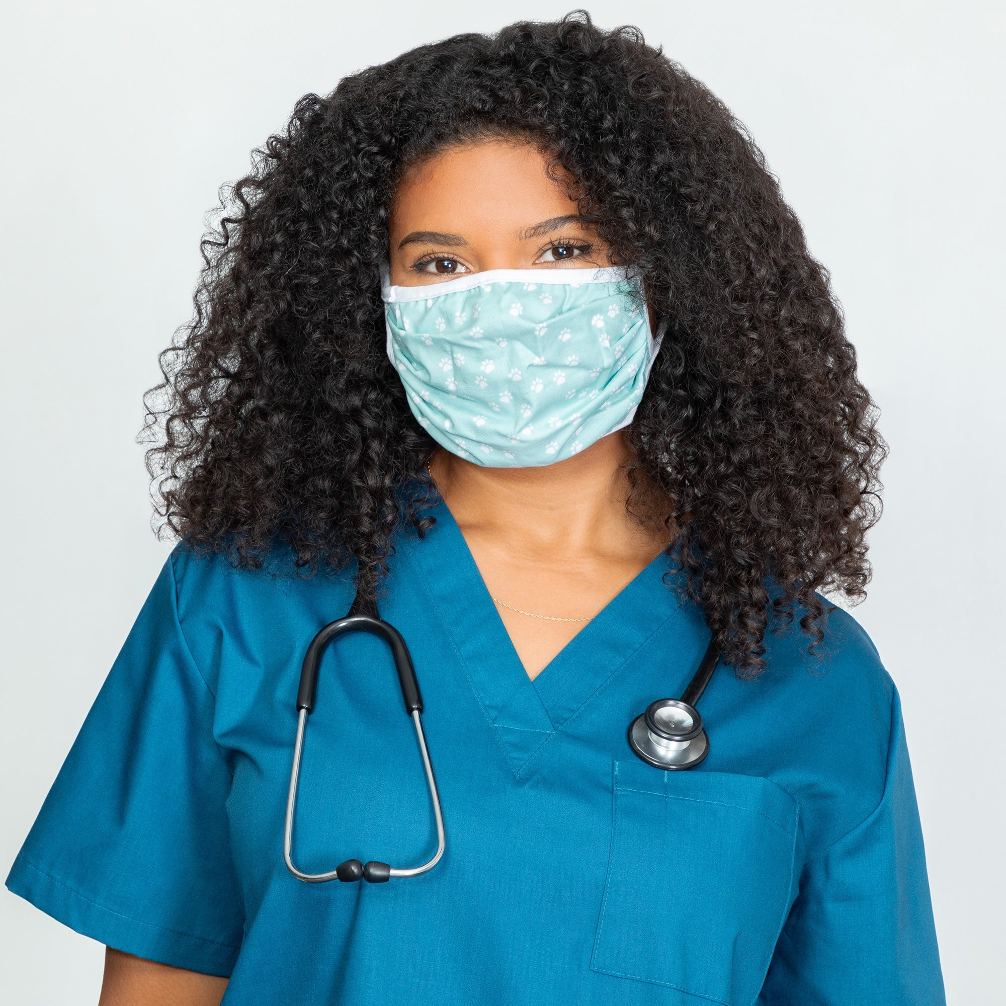 Pet Lovers Cloth Face Mask - Made in USA - Paw Prints on Mint