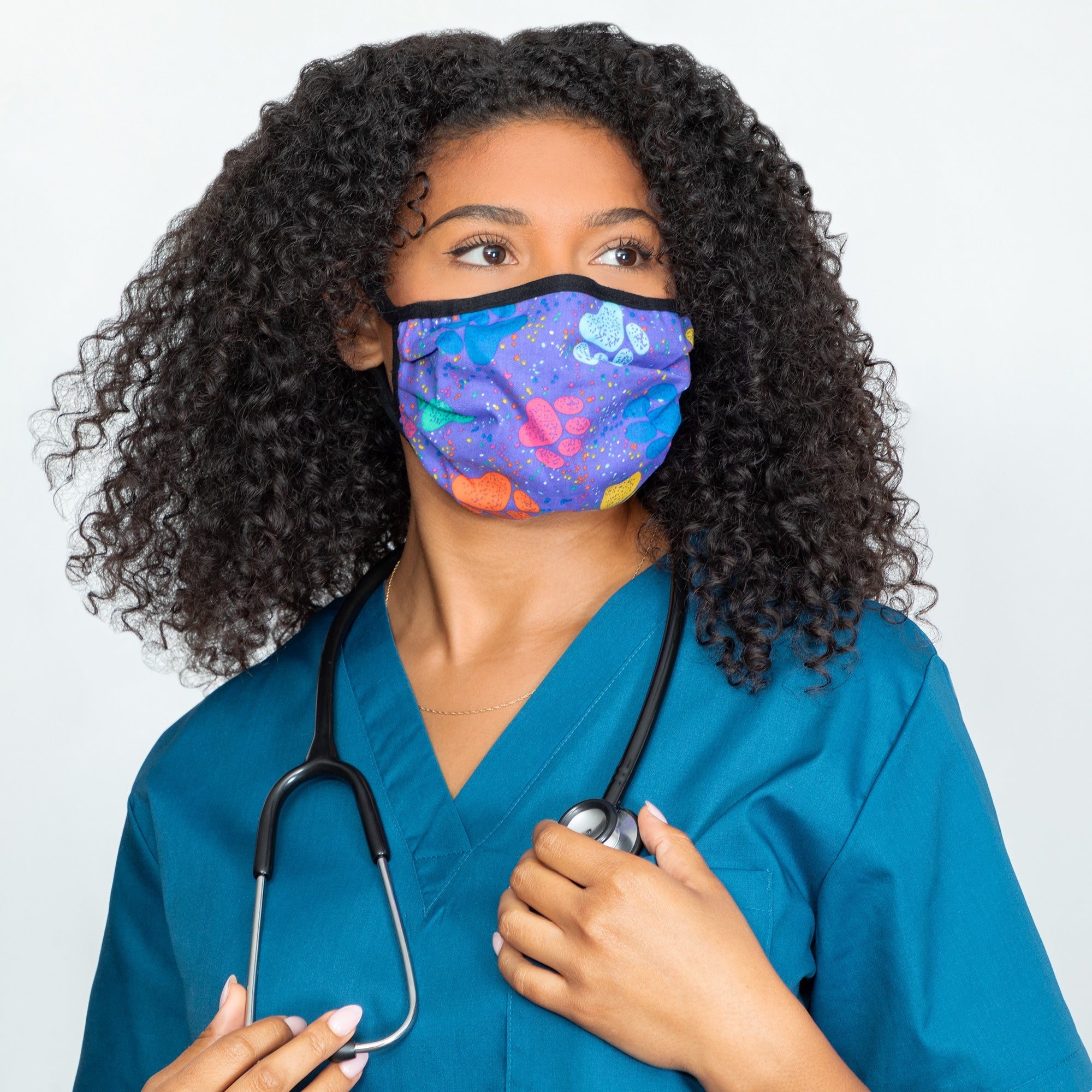 Pet Lovers Cloth Face Mask - Made in USA - Paw Confetti