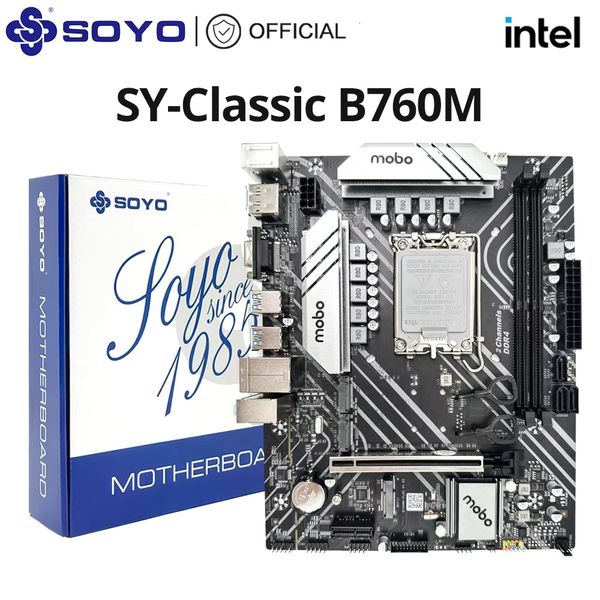 SOYO Intel B760M Dual Channel DDR4 Gaming Motherboard M.2 NVME LGA1700 Support 12 13 Gen CPU (12400F-12600F-13400F-13600F)