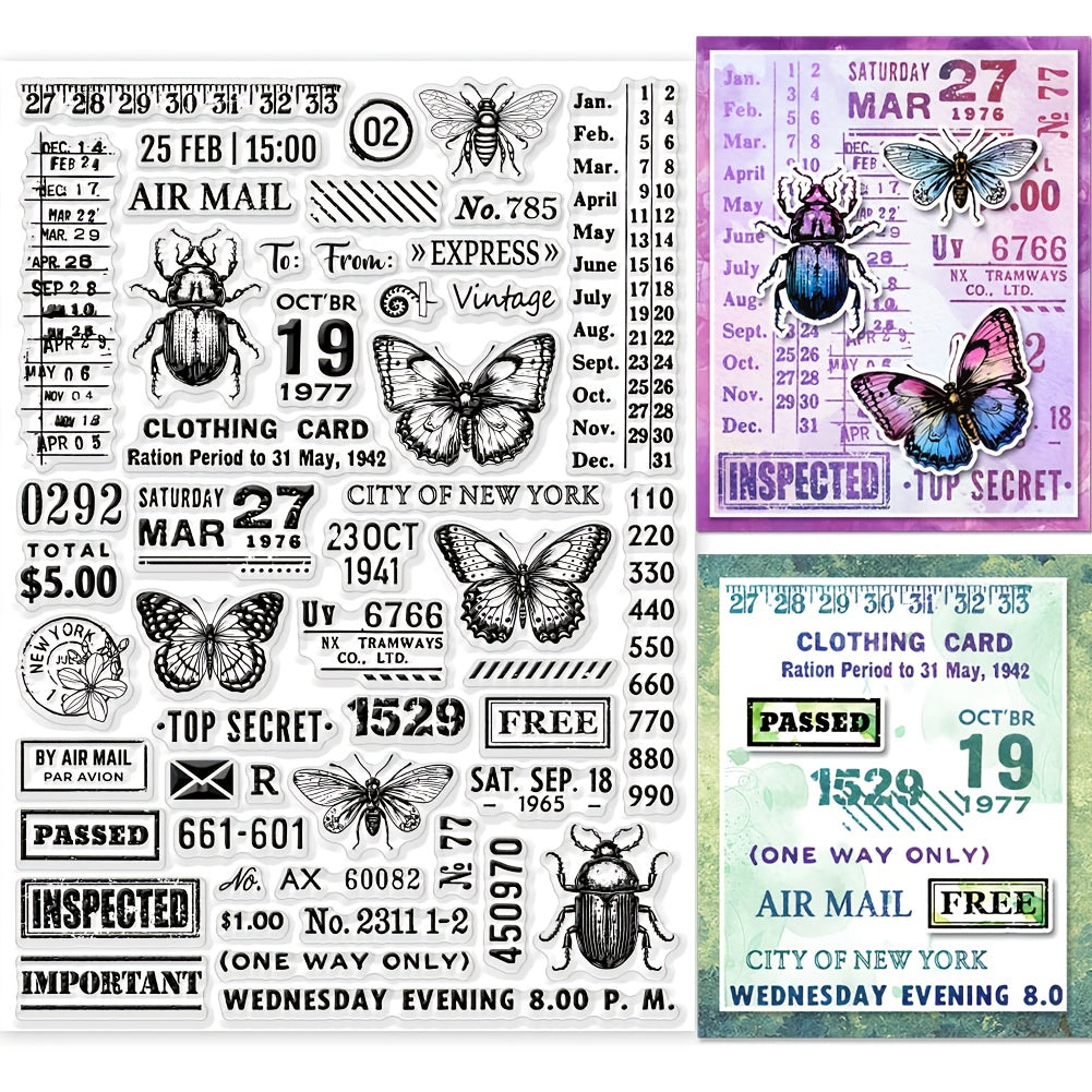 TEMU 1pc Insect Film Frame Transparent Silicone Stamp For Scrapbooking, Diy Card Making, And Craft Supplies, Square Shape, Polypropylene Material,