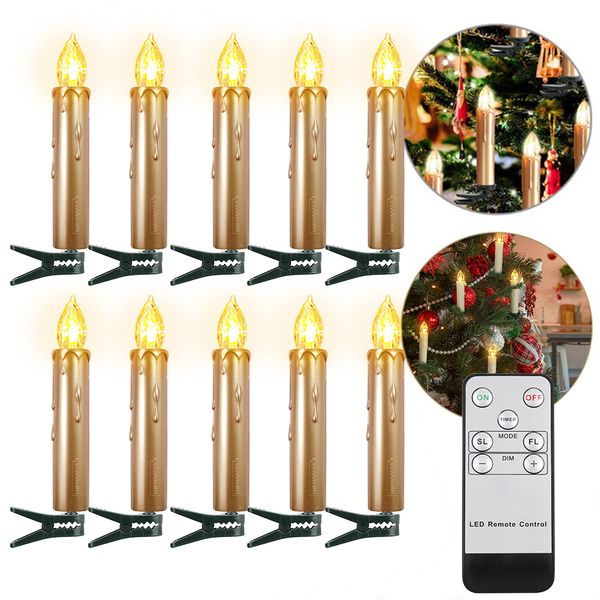 Candles Led candle Christmas Tree With Flickering Flame And Timing Remote Control Battery powered Home Decorative Golden 230919