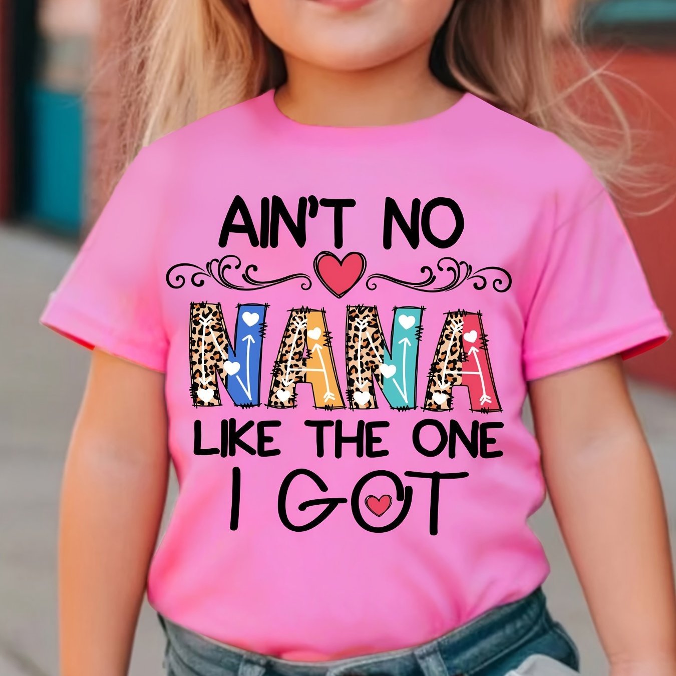 TEMU Ain't No Like The 1 " - Girls' Soft T-shirt With Lettering, Casual Loose Fit, Round Neck, Short Sleeve, Machine Washable, Perfect For Summer