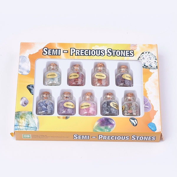 Flaschen mit natürlichen Edelsteinsplitterperlen