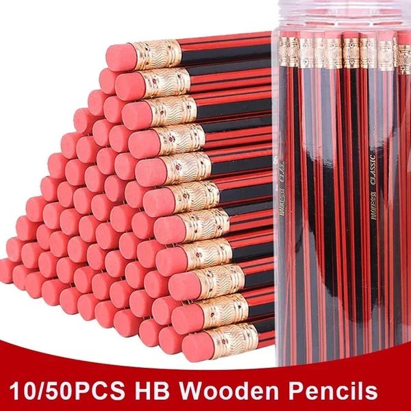 1050PCS Sketch Pencil Wooden Lead Pencils HB With Eraser Children Drawing School Office Writing Stationery 241120