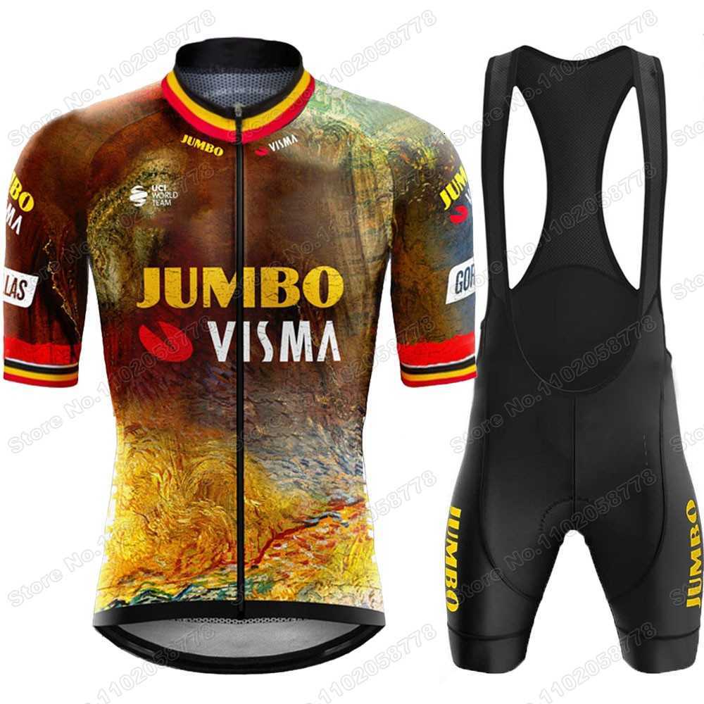 2022 Jumbo Visma Cycling Jersey Set Yellow Green France Cycling Clothing Wout van Aert Belgian Road Bike Suit Bicycle Bib Shorts