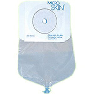 9" Clear Urostomy Pouch w- Microskin Barrier, Thin Washer, Cut to Fit up to 1 3-4"