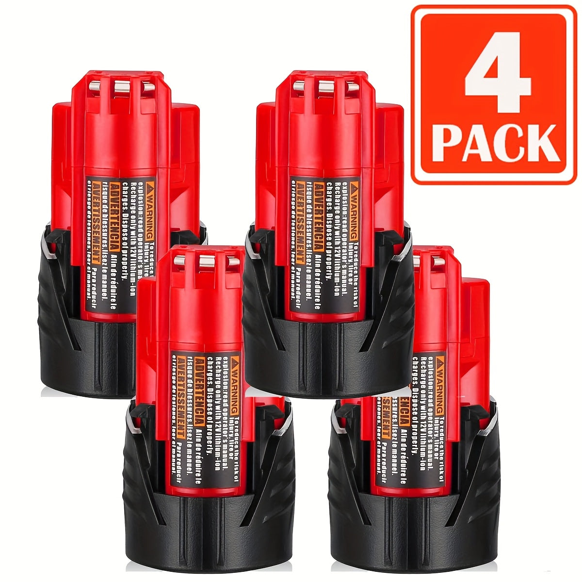 TEMU 4pcs 3000mah M12 For , Compatible With M12 Xc Cordless Power Tools - Red And Black With Durable Construction