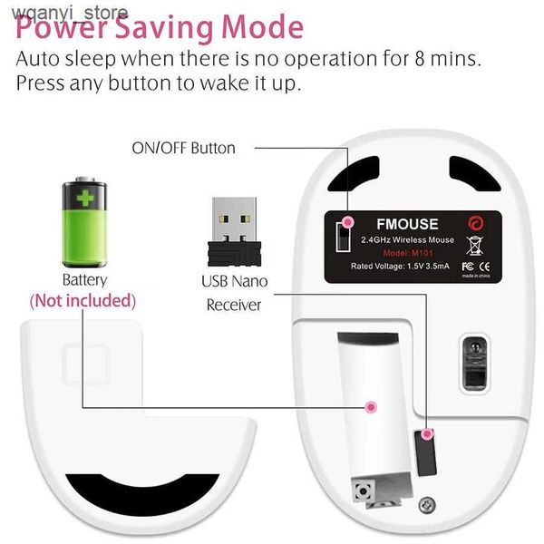 Mice M101 Ergonomics Wireless Mouse 2.4G Cute Optical Cartoon Computer Silent Mice With USB Receiver for Laptop Kid Girl Gift Macbook L24091