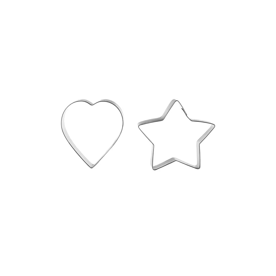 Karaca New Year Christmas Star Love Stainless Steel Cookie Cutter, 2 Piece, Silver