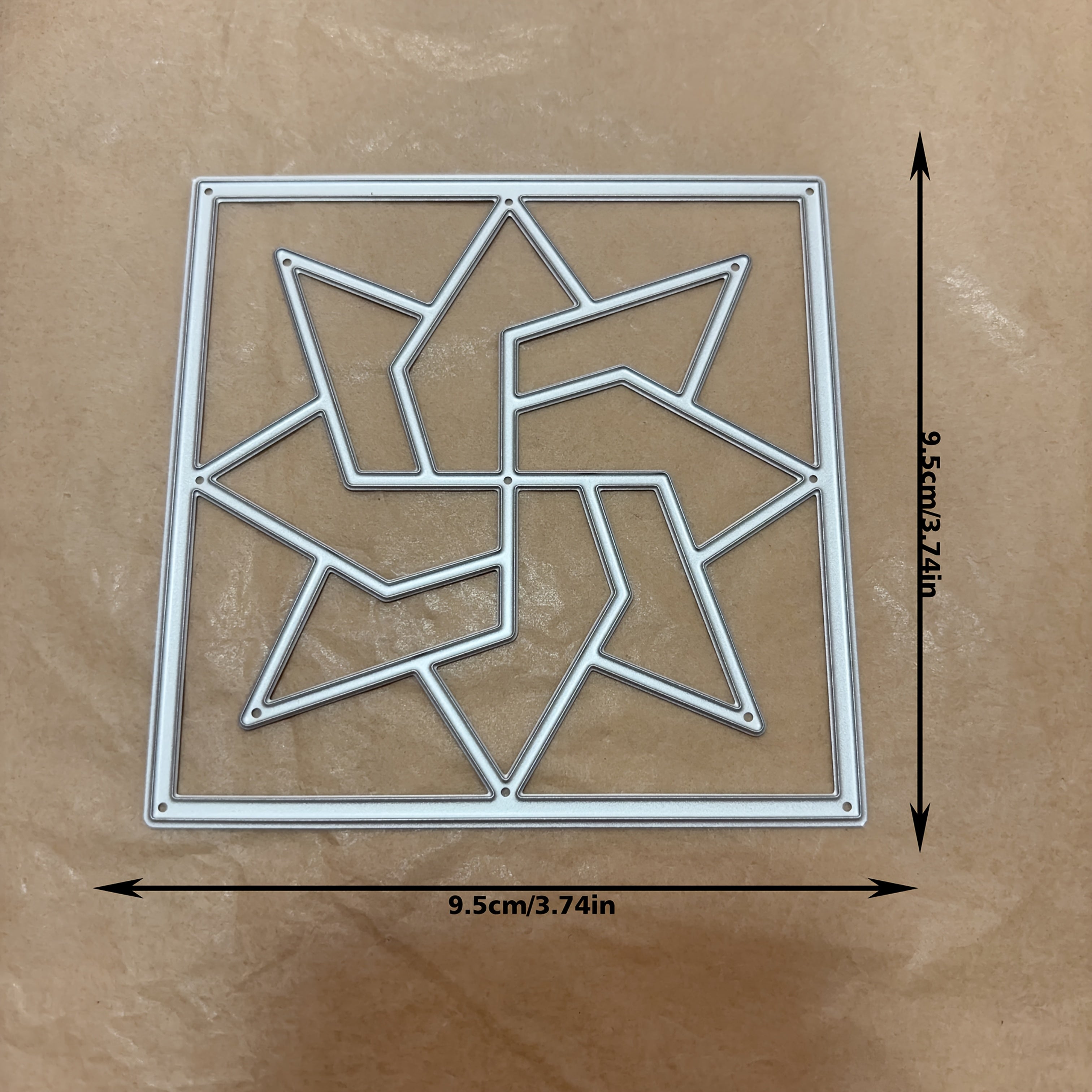 TEMU Metal Cutting Dies For Diy Scrapbooking - Staggered Square Stencils With Floral And Star Designs, Embossing Crafts, | Staggered Square Design |
