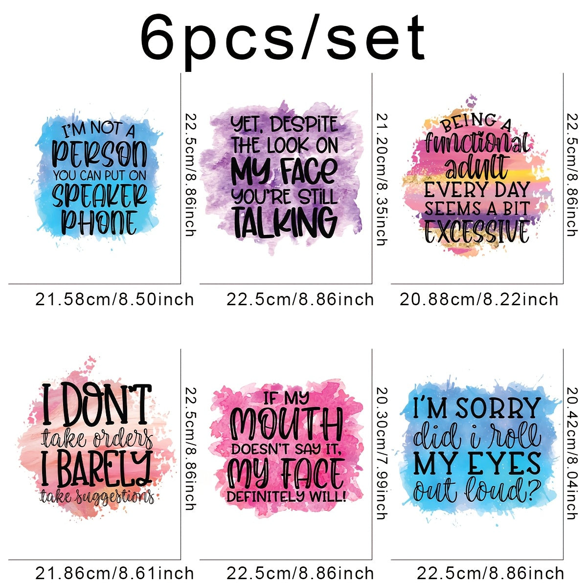 TEMU 6pcs-set Funny Sarcastic Diy Iron On Dtf Transfers Stickers Washable Heat Transfer Designs Decals Patch For T- Jeans Backpack
