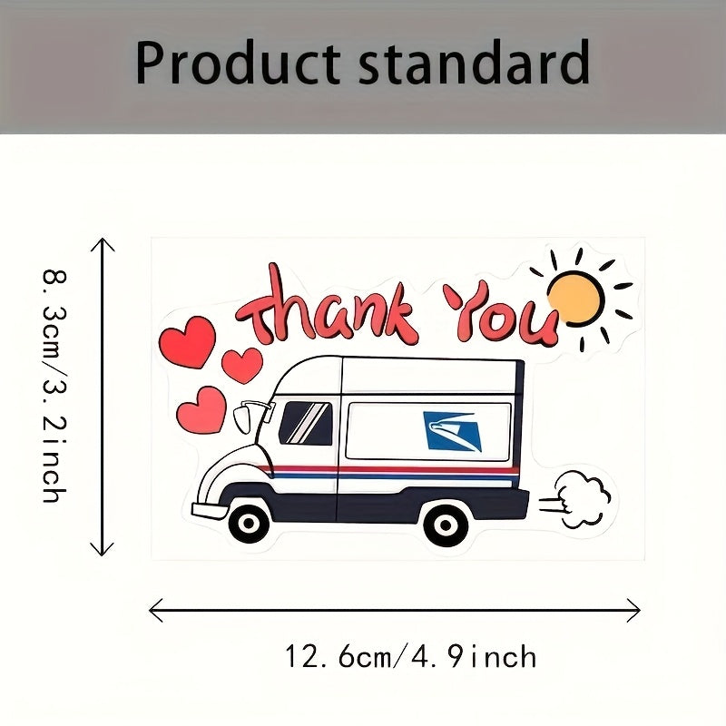 TEMU 2pcs Mail Carrier Appreciation Stickers - Red Vinyl Decals With "thank You" Design, Heart & Sun For Vehicles, Mailboxes, Motorcycles, Delivery