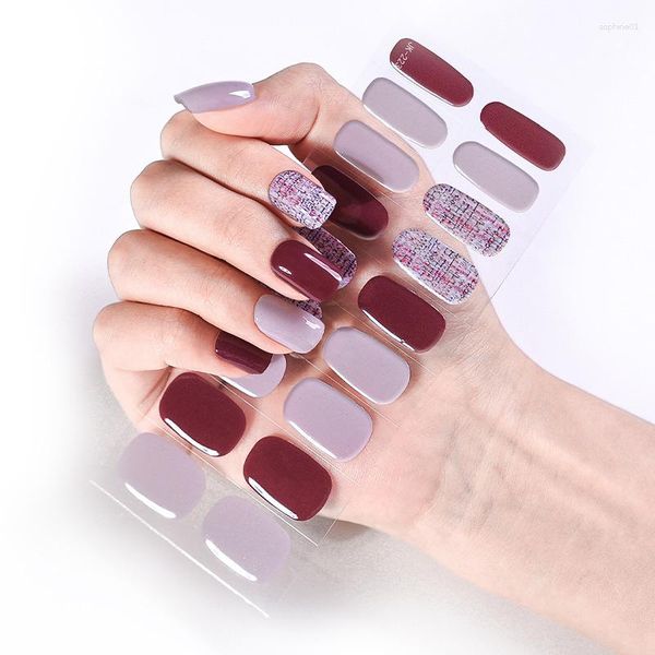 Nail Stickers 3D Spring Adhesive Decals Semi Cured Gel Polish Strips UV-LED Lamp Requirel Wraps Art Decoration