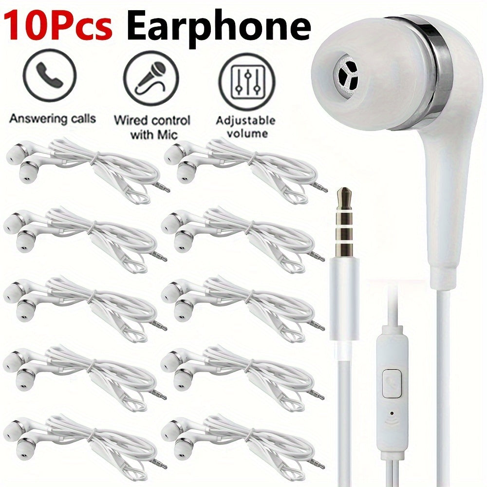 TEMU 10pcs Universal 3.5mm Earphones For S10 S8 S9 Built-in Microphone In-ear Wired 3.5mm Headsets For Huawei Xiaomi Phone
