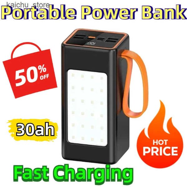 Banks 30AH for 4 USBSuper Fast Charging Digital Display PowerBank External Battery Cell Phone Accessories Portable Power Bank J241218