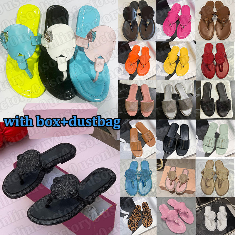 free shipping with box designer sandals Strappy Summer Womens Slides diamoand Sparkling Rhinestones Glossy Patent Leather slippers flip flops black