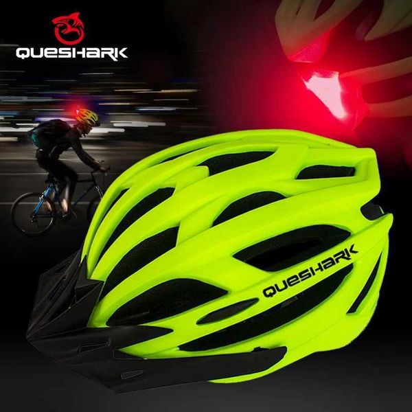 Cycling Helmets QUESHARK Men Women Ultralight Cycling Helmet Led Taillight MTB Road Bike Bicycle Motorcycle Riding Safely Cap With Sun Visor