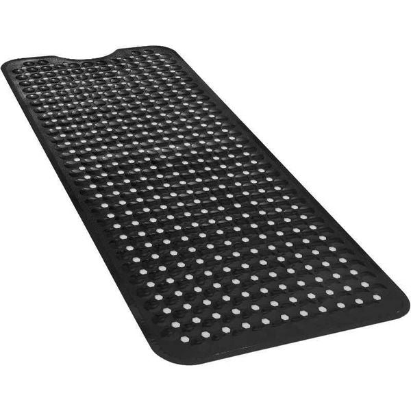 Extra Long Non Slip Bath Mat Bath Tub Mat with Suction Cups Drain Holes for BathroomMachine Washable Bathroom Mats (Black)C250114