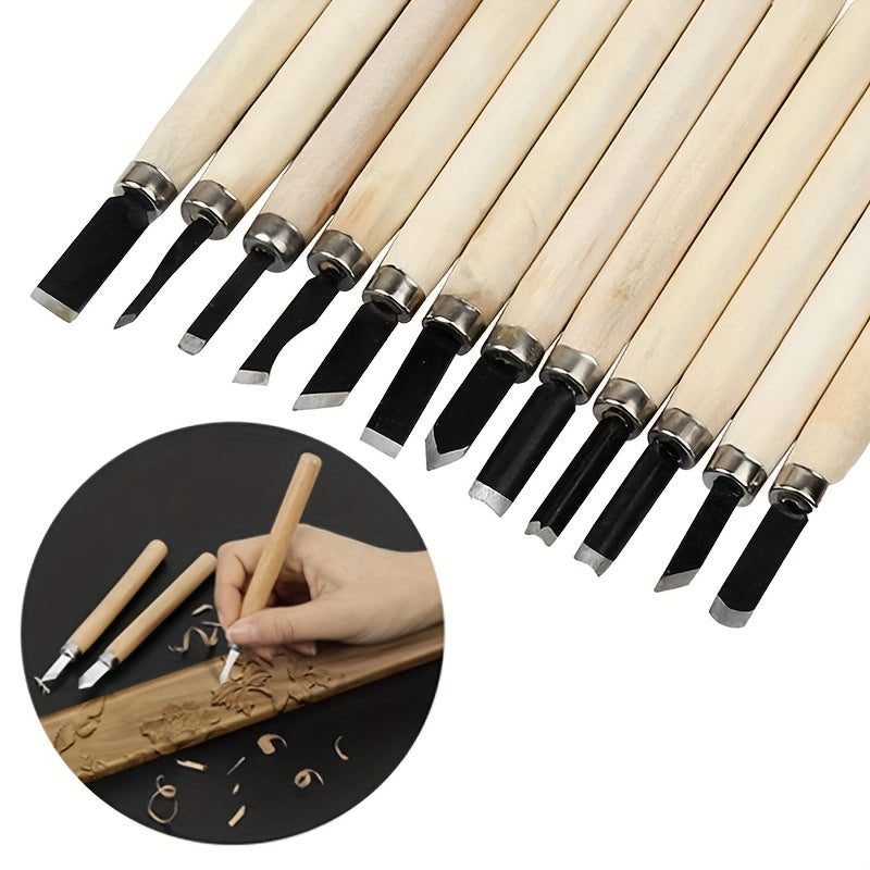 TEMU 12pcs Set Of Wood Chisels - Fine Carving And Woodworking Hand Tools
