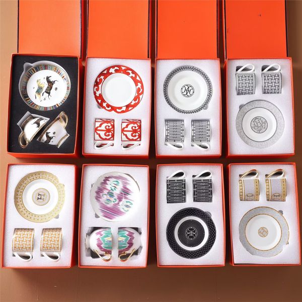 Designer Cups and Saucers Bone China Coffee Saucer Set Afternoon Tea Cup with Gift Box Drink Mug