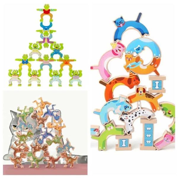 Sorting Nesting Stacking toys Hercules Dinosaur Stacking High Balance Building Blocks Toy s family Interactive Board Game Children Wooden Ed