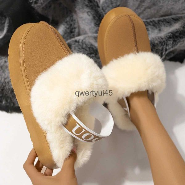 Boots Women Slippers Fasion Winter Indoor Suede Plus Fluffy Sandals ome Tick Sole Warm Slip-On Soes Slides qwertyui45 H241107