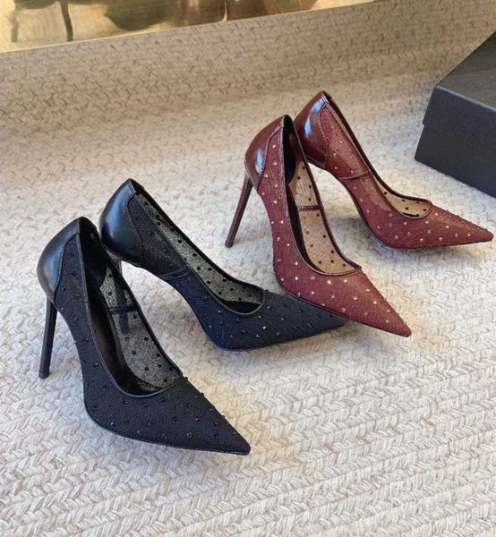 luxury- Dress Shoes Women High Heel Genuine Leather Fashion Party Pumps Ladies Thin Heeled