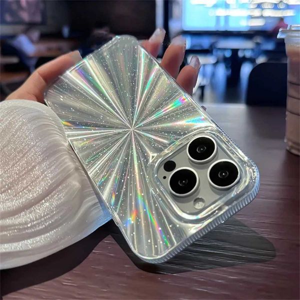 Phone Case Luxury laser flash rainbow water ripple phone case suitable for iPhone 16 Pro Max 15 14 Plus 13 12 Pro Max fashionable shockproof