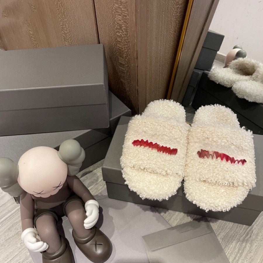 Slippers Ladies Designer Candy Color Fleece Letters Slipper Home Outdoors Sliders