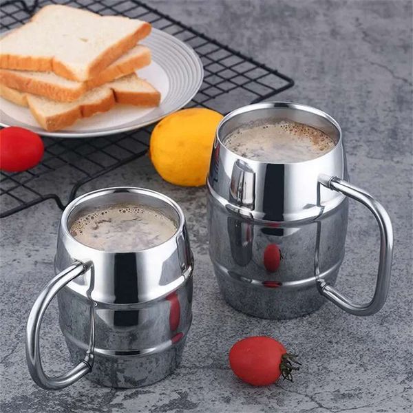 450-500Ml Double Stainless Steel Beer Outdoor Camping Western Coffee With Handle Insulated Portable Water Cup Mugs New