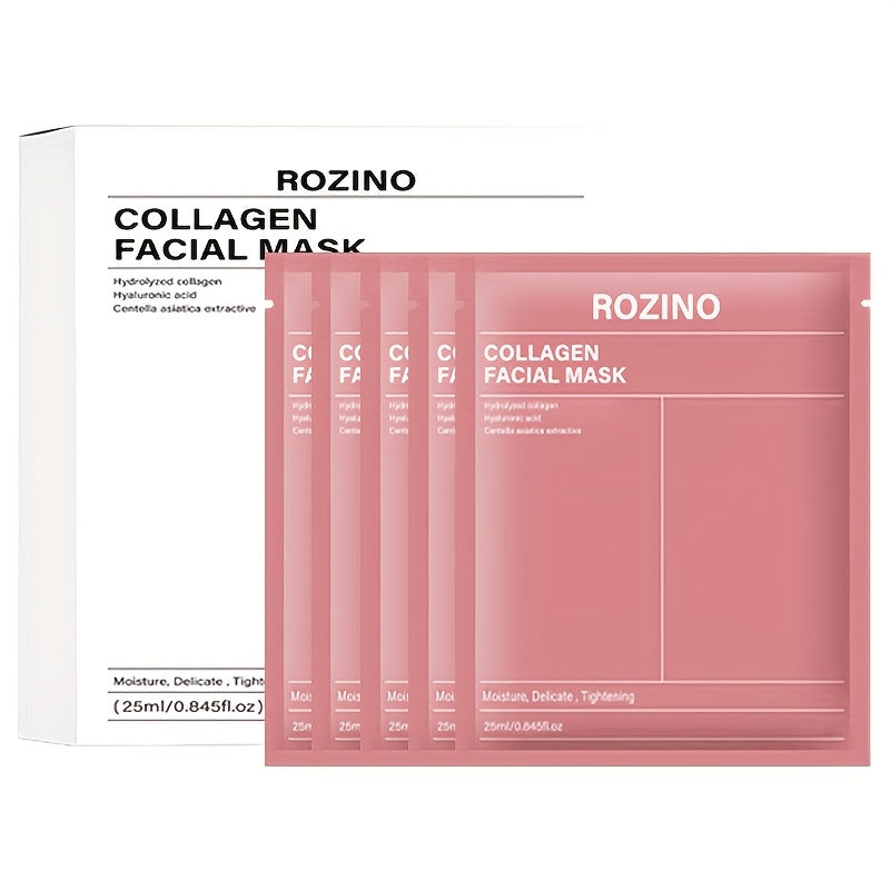 TEMU 5pcs Rozino Bio-collagen Facial Mask Skincare, Hydrating Overnight Hydrogel Mask, Pore Minimizing, Improvement, Self Care, Face Masks For Dry,