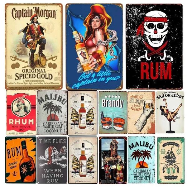 Cold Beer Rhum Vintage Metal Sign Tin Decor Plaque Decor Pub Cafe Brewery Wine Rum Wall Art Posters Metal Signs Decorative PlateXJ250116