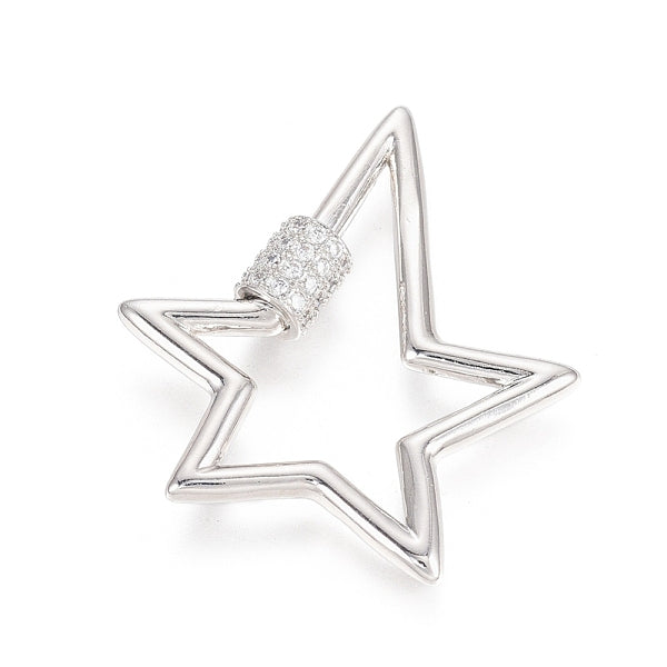 Messing Micro Pave klare Zirkonia Schraube Karabiner Schloss Charms