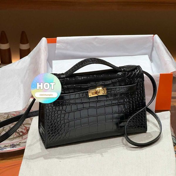 High quality top luxury designer bags for palm print cowhide buckle stylish crocodile pattern leather womens diagonal cross