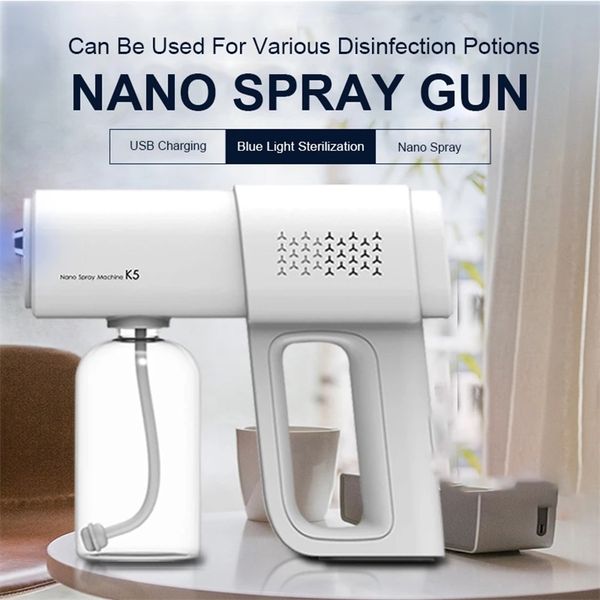 Watering Equipments 500-380-300ML Handheld Atomizer Spray Gun Nano Blue Light Mist Sprayer Santitizer Machine Electric UV Fogger for Home Of