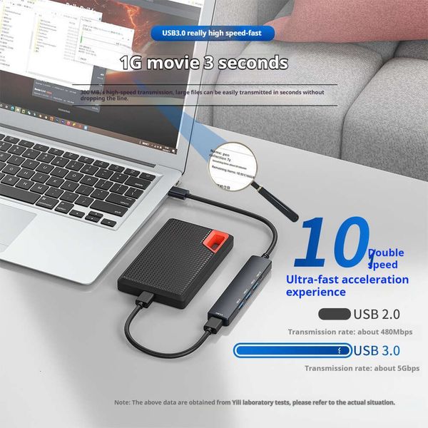 New Type-C station, four port USB 3.0 splitter for computers, mobile phones, tablets, PD charging, HUB docking station