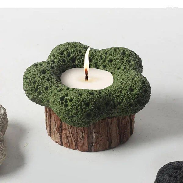 Candle Holders Flower-shaped Cement Candleholder Holder Base Scented Candles Home Decoration Candlelit Dinner Props Stand Z241228