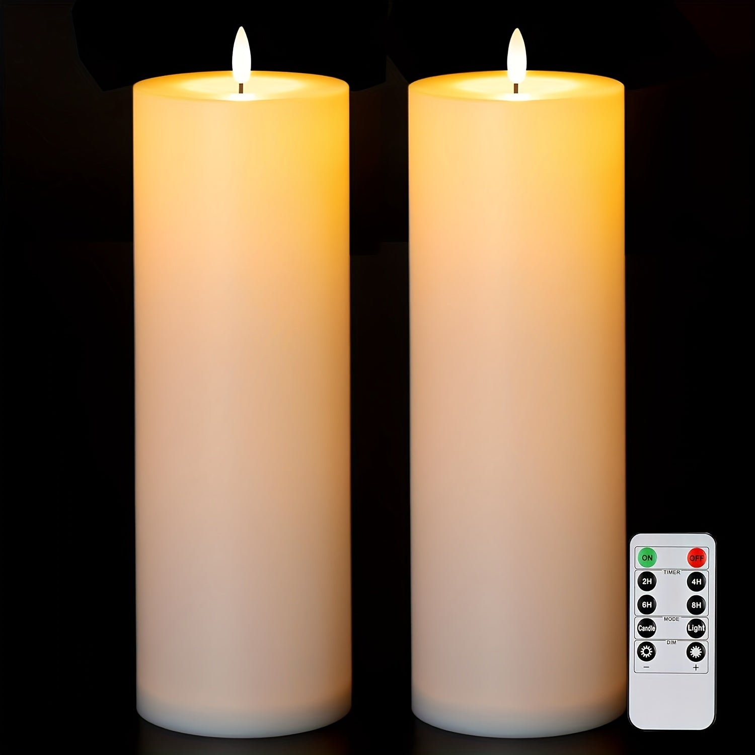 TEMU Flameless Candles Battery Operated Led Large Pillar Candles With Remote And Timer For Indoor Lanterns, Long Lasting, White, Wedding Decoration,