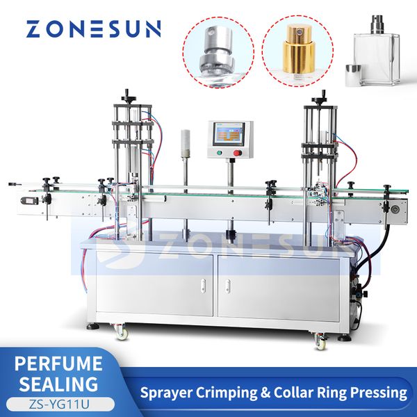 ZONESUN ZS-YG11U Automatic Perfume Sealing Machine Sprayer Crimping Collar Ring Pressing Custom Size Scent Vial Bottle Sealer