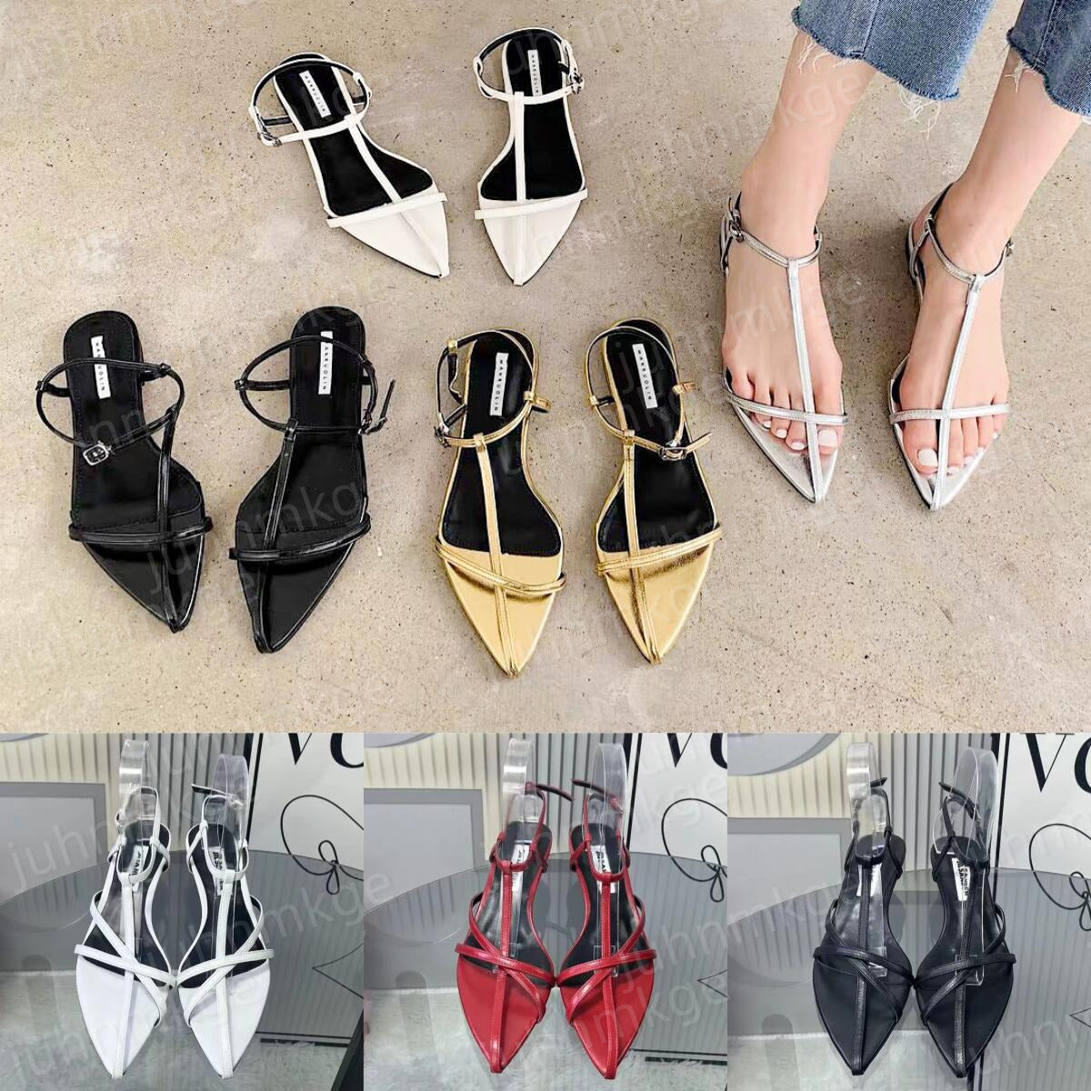 Luxury Jill Sander Sandals Designer Shoes Heels Womens Silver Leather Pointed Sandale Slippers Pumps Flat Red Slides Flip flops Gladiator Sandalen M